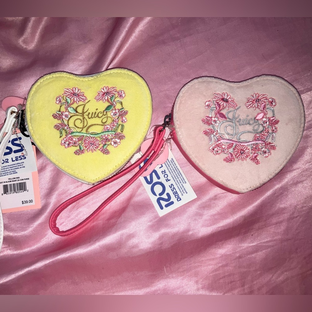 Juicy Couture Yellow & Pink Heart Wristlet Duo
